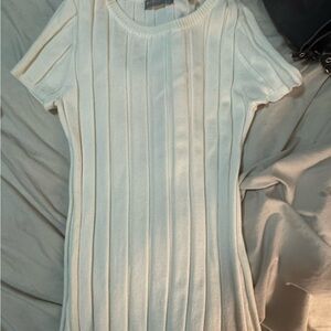 White Ribbed Short Sleeve Shirt